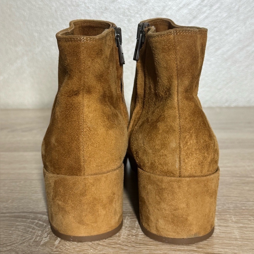 Vince Ostend Cedar Suede Ankle Boots Size 7 Block Heel - Picture 5 of 14
